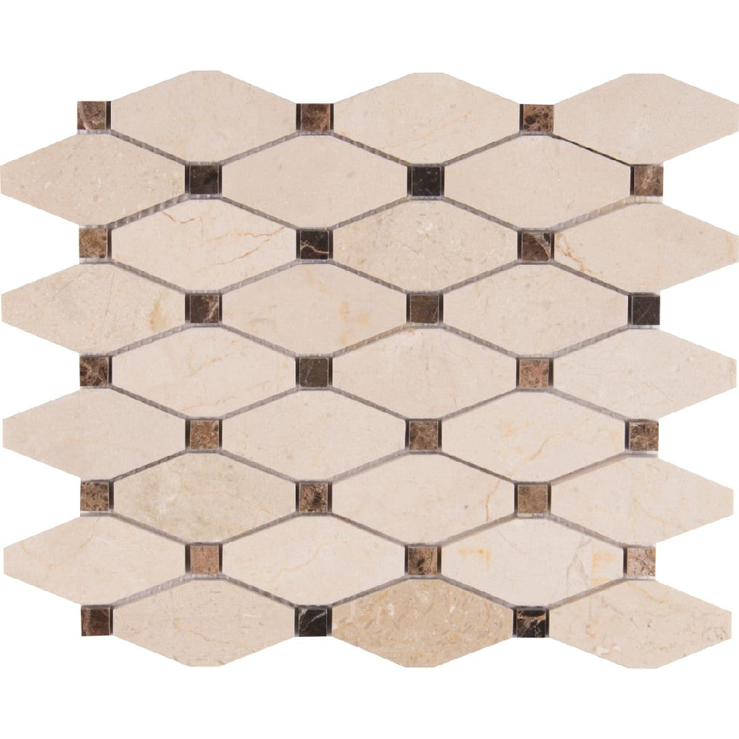 MS International Valencia Blend 11.81" x 13.4" Polished Elongated Octagon Marble Mosaic