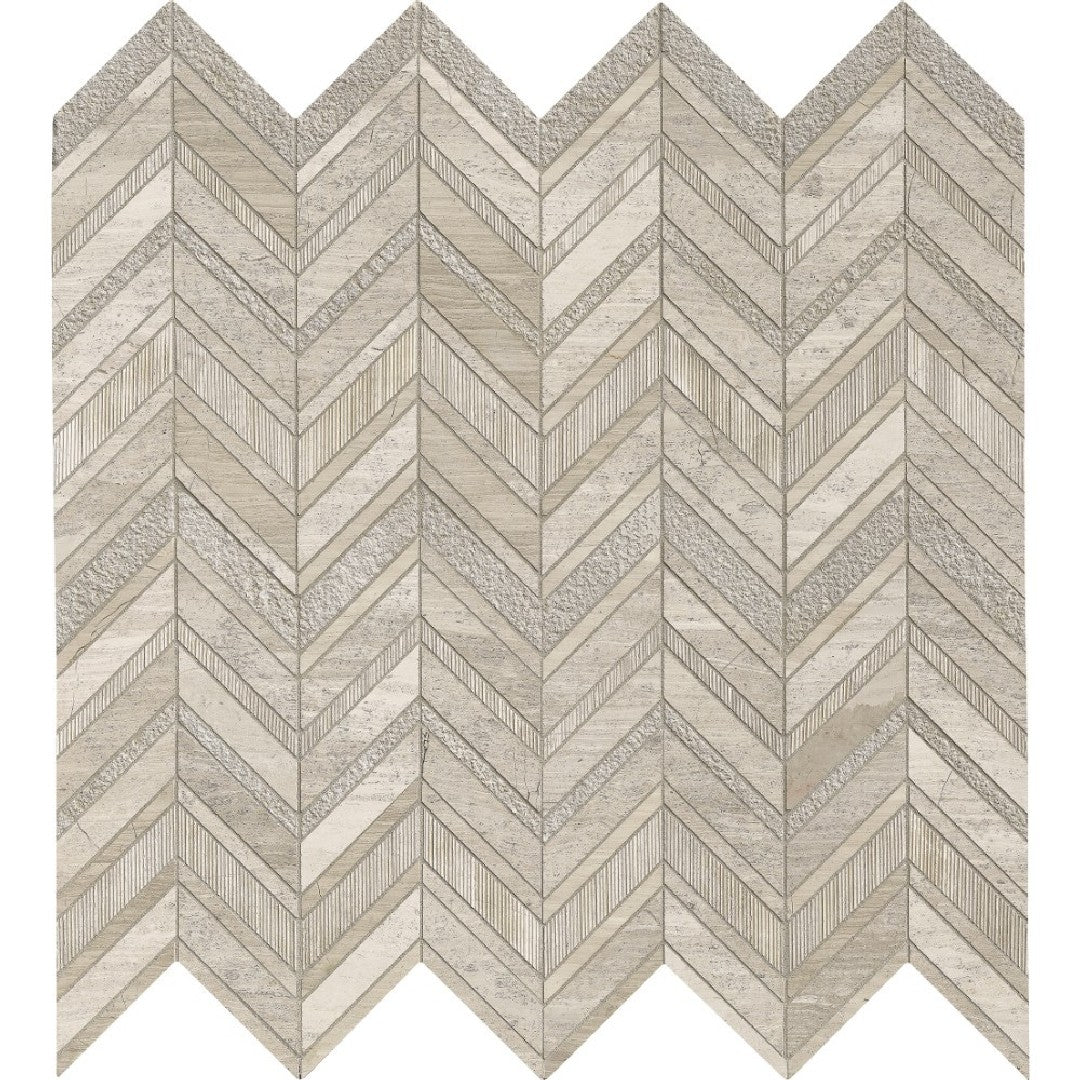 MS International White Quarry 12" x 12" Chevron Marble Mosaic