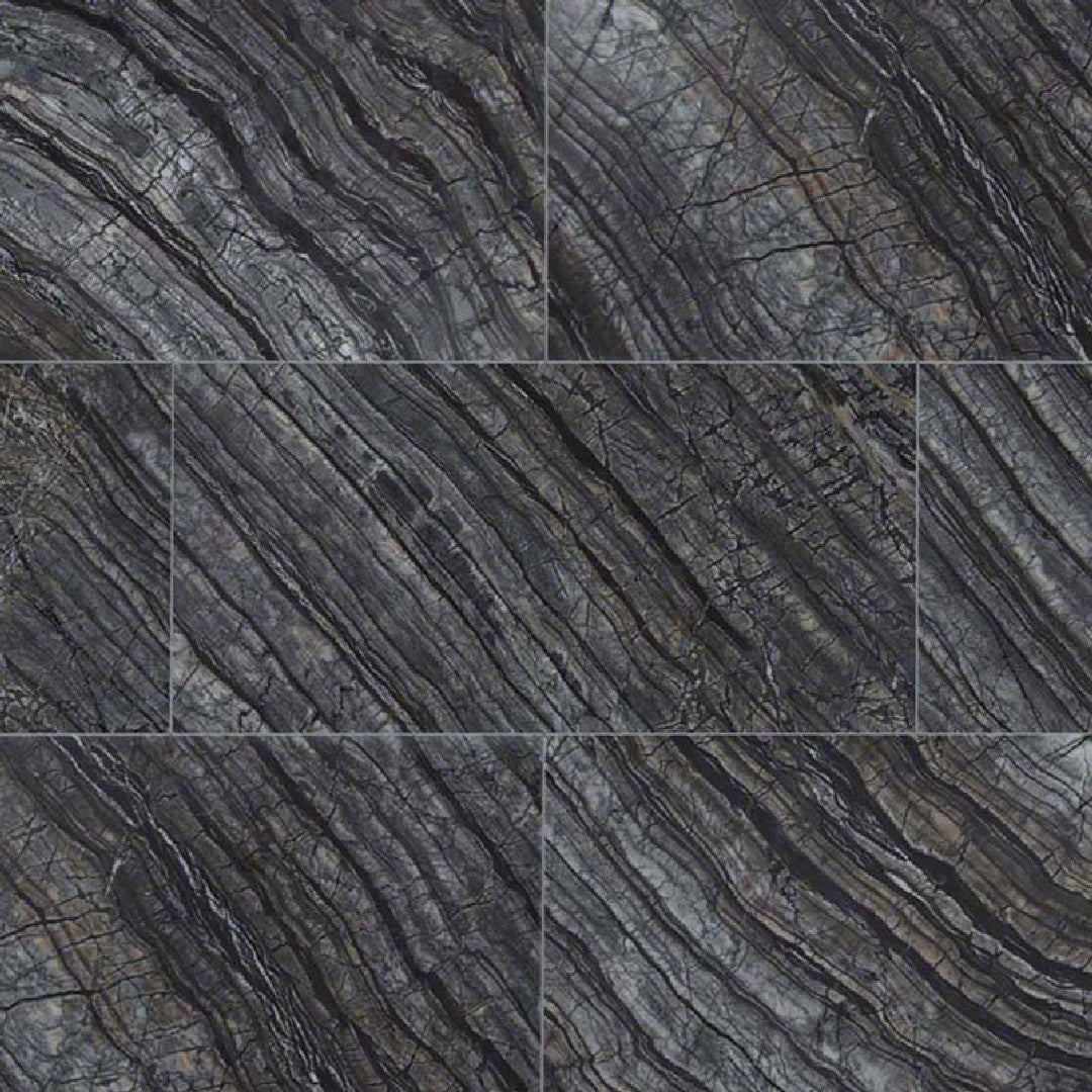 MS International Black Oak 12" x 24" Polished Marble Tile