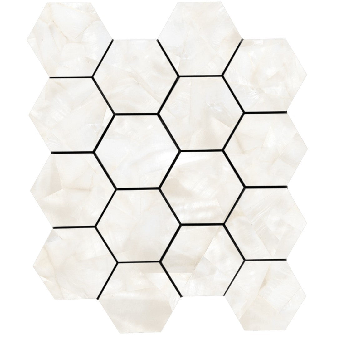 Tesoro Mother Of Pearl 11.75" x 10.25" Rectified Matte 3" Hexagon Porcelain Mosaic