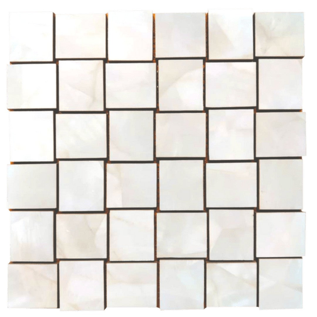 Tesoro Mother Of Pearl 12" x 12" Rectified Polished Basketweave Porcelain Mosaic
