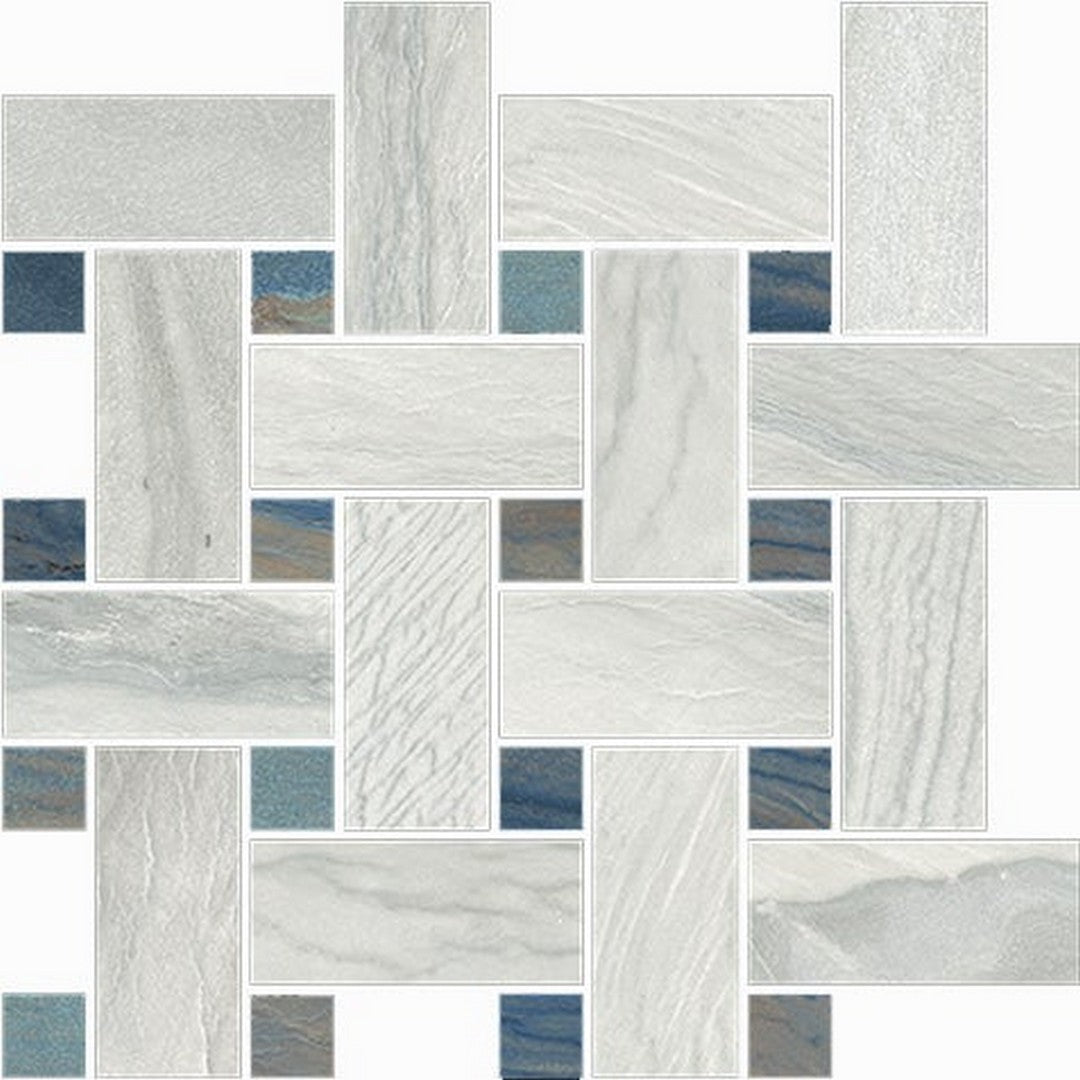 Happy Floors Macaubas 12" x 12" Interlocking Mixed Porcelain Basketweave Mosaic