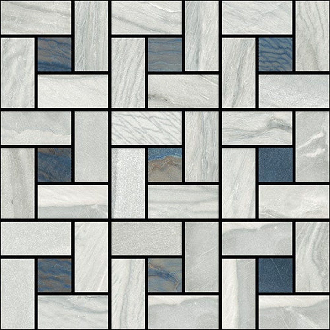 Happy Floors Macaubas 12" x 12" Interlocking Mixed Porcelain Pinwheel Mosaic
