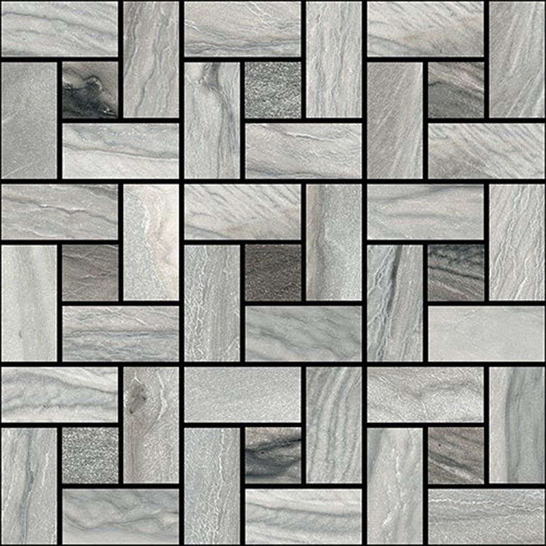 Happy Floors Macaubas 12" x 12" Interlocking Mixed Porcelain Pinwheel Mosaic