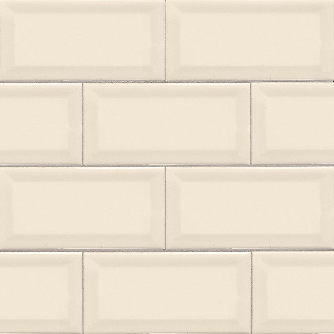 MS International Almond 3" x 6" Glossy Beveled Subway Ceramic Tile