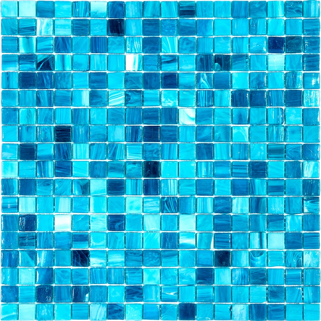 Mir Alma Solid Color Nibble Blue 11.6" x 11.6" Glass 0.6" Mosaic