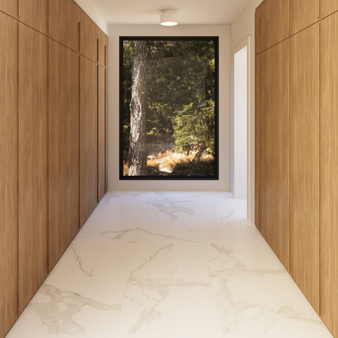 Bedrosians-Magnifica-The-Thirties-30-x-30-Honed-Porcelain-Tile-Calacatta-Super-White-Honed