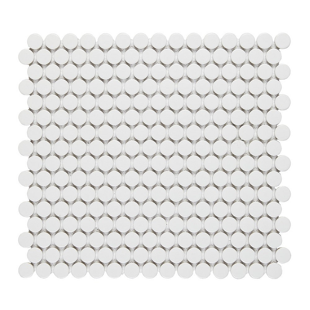 Lungarno Finish Line 11.50" x 12.25" Pressed Glossy Porcelain Penny Round Mosaic