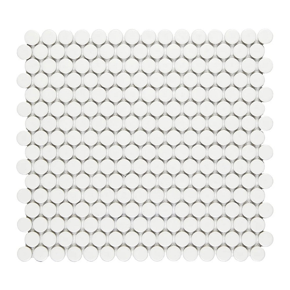 Lungarno Finish Line 11.50" x 12.25" Pressed Matte Porcelain Penny Round Mosaic