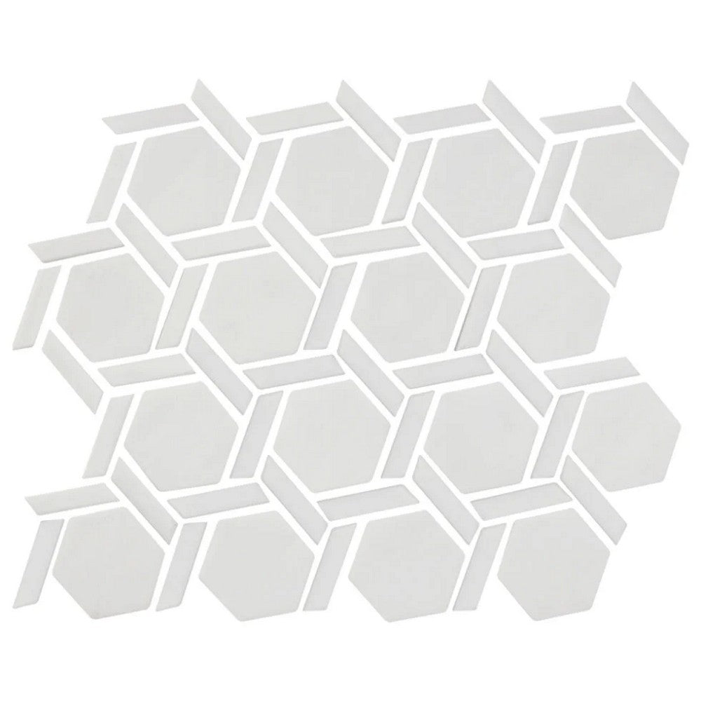 Lungarno Northern Lights 8.90" x 10.24" Pressed Matte Glass Hex Wheel Mosaic