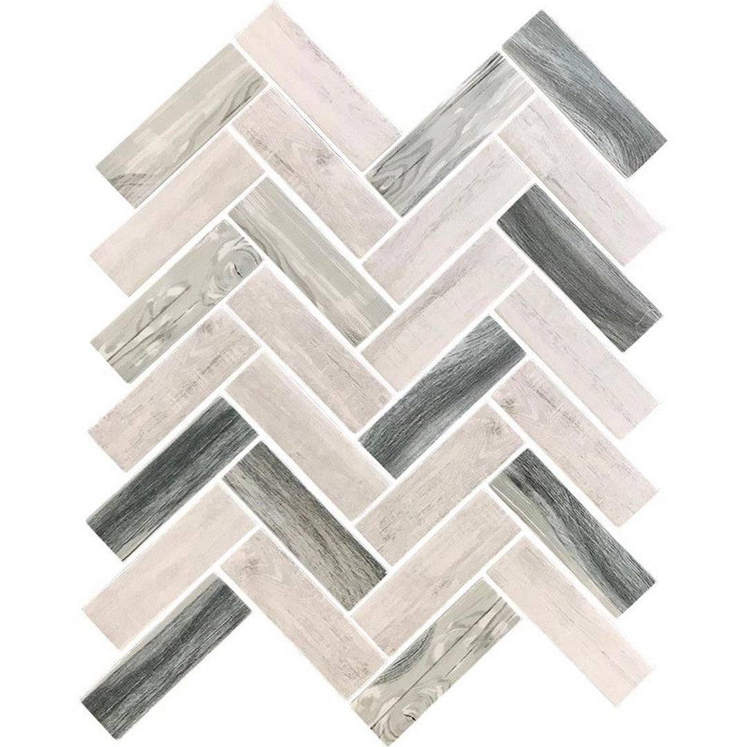 MiR Nantucket 11" x 12.6" Matte Glass Herringbone Mosaic