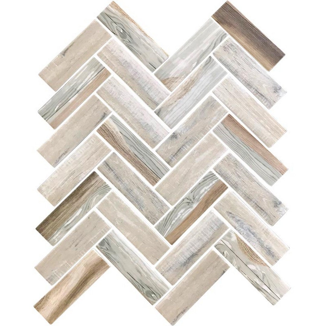 MiR Nantucket 11" x 12.6" Matte Glass Herringbone Mosaic