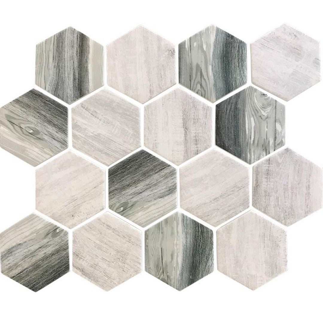 MiR Nantucket 10.2" x 11.7" Matte Glass 2.8" Hexagon Mosaic