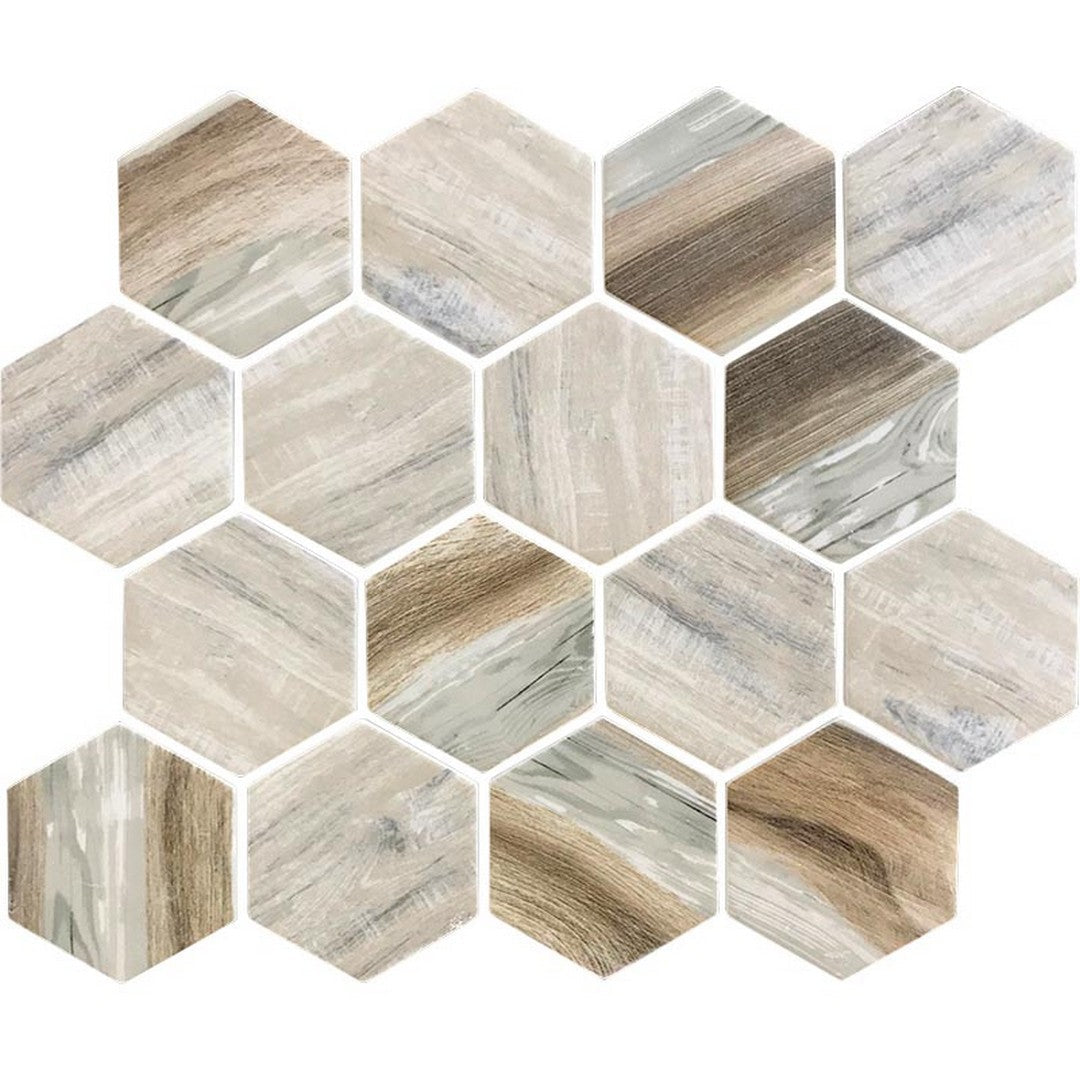 MiR Nantucket 10.2" x 11.7" Matte Glass 2.8" Hexagon Mosaic