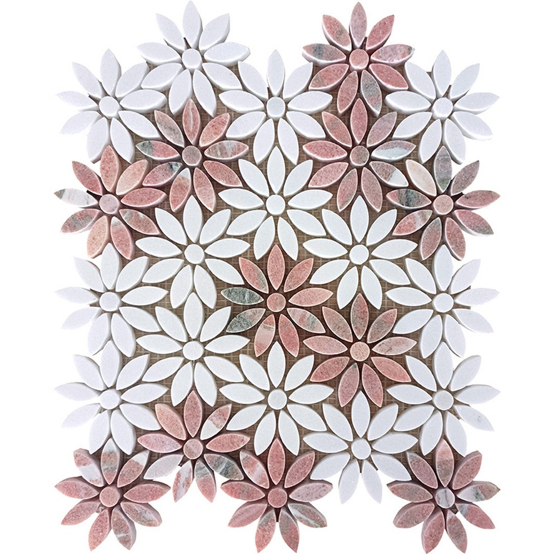 MiR Norway 10.7" x 12" Natural Stone Flower Pattern Mosaic