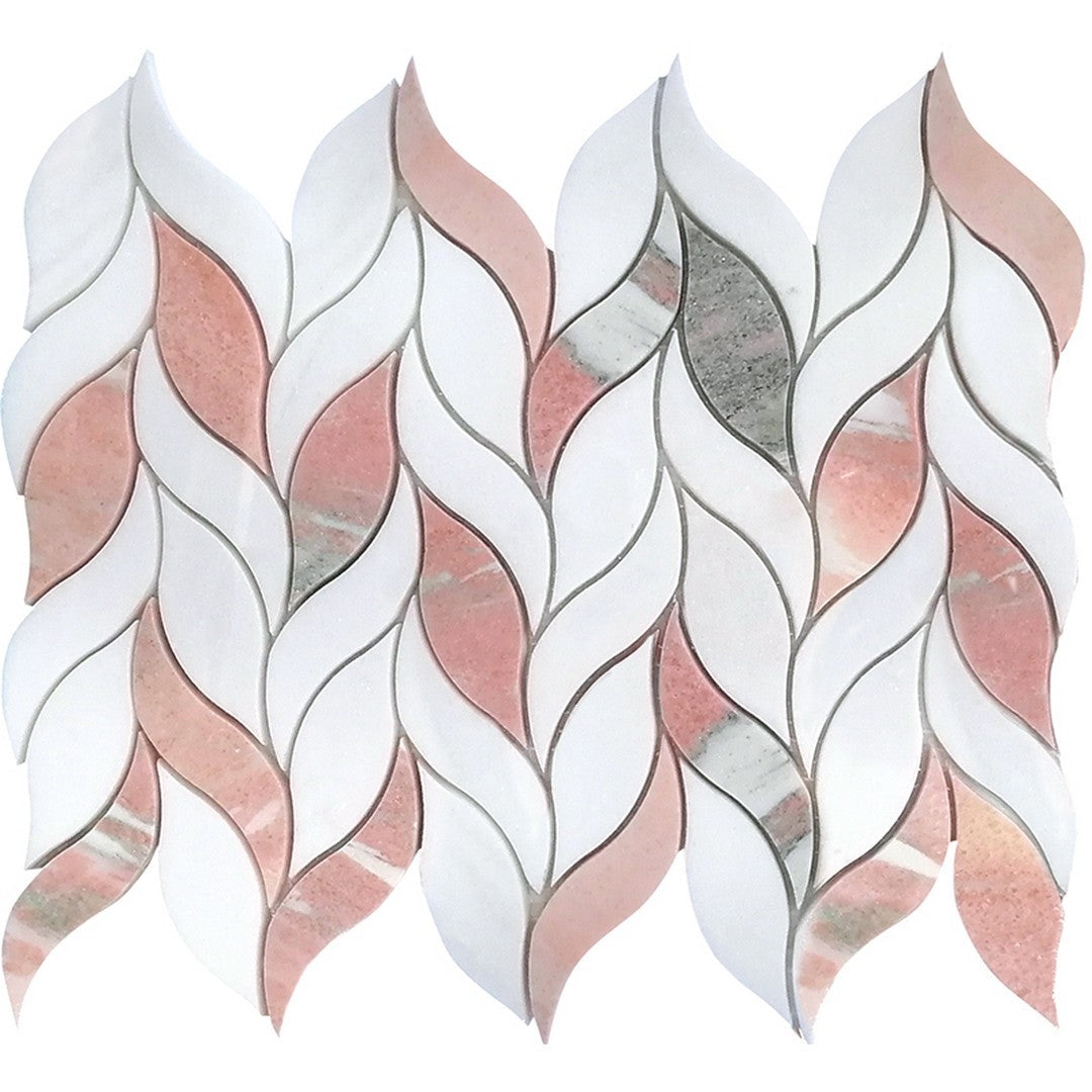 MiR Norway 9.6" x 12.2" Polished Natural Stone Leaf Pattern Mosaic