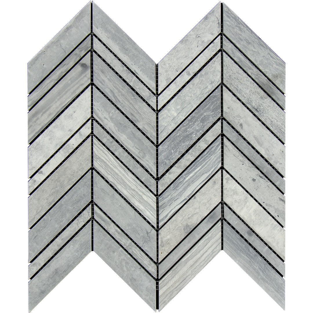 Tesoro Haisa Blue 10.5" x 10.25" Honed & Polished Natural Stone Chevron Mosaic