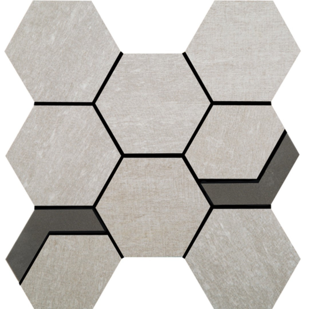 Crossville Native Metal 11" x 12" Unpolished Porcelain 2" Hexagon Mixed Mosaic