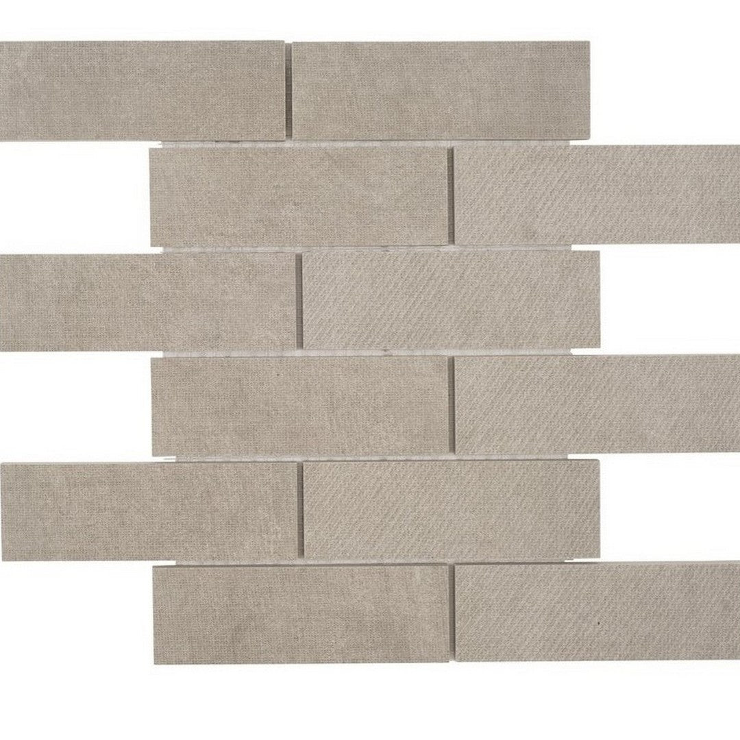 Tesoro Fusion Fabric 12" x 12" Pressed Matte Staggered Porcelain Mosaic