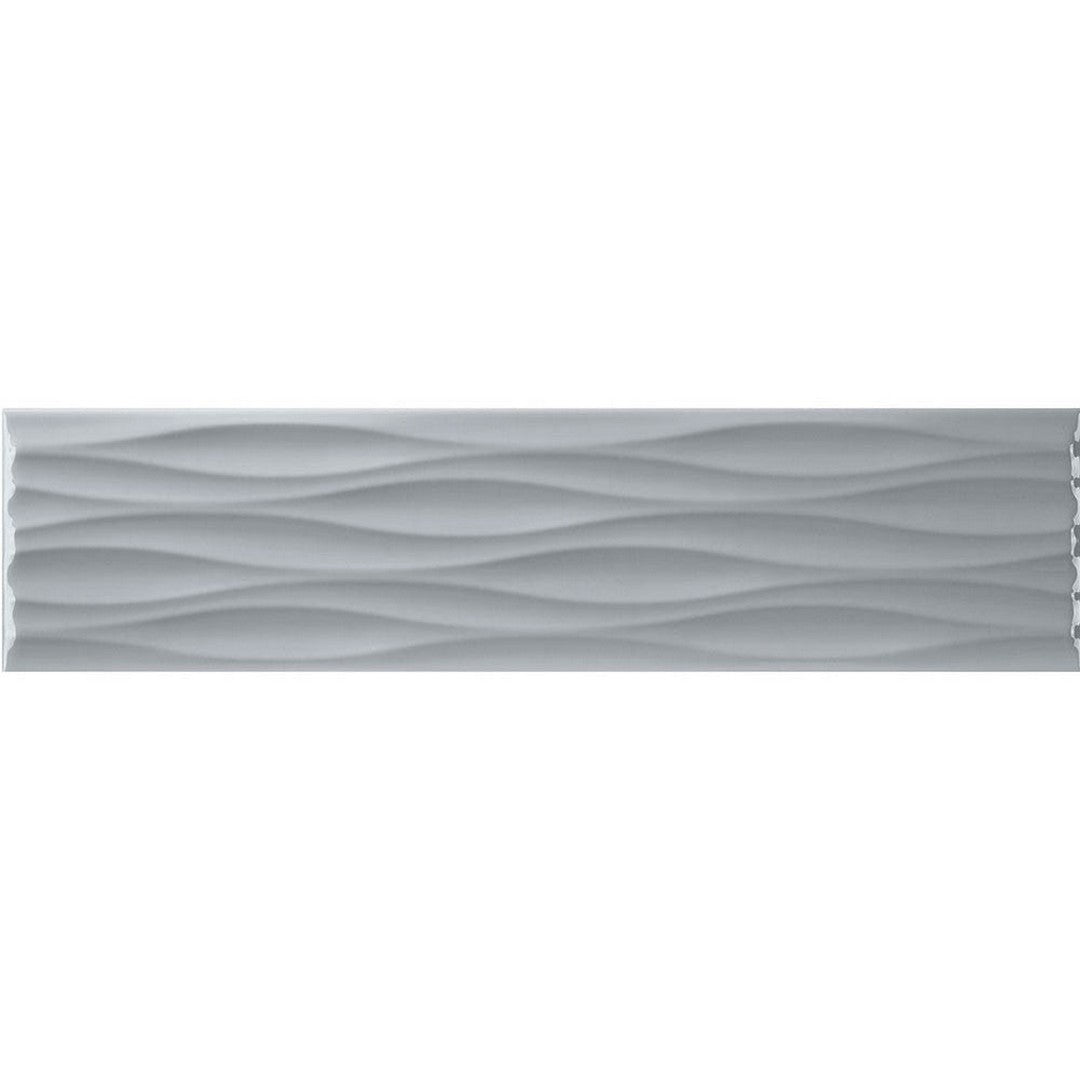 Tesoro Krea 4" x 16" Pressed Glossy Ceramic Ripple Deco Wall Tile