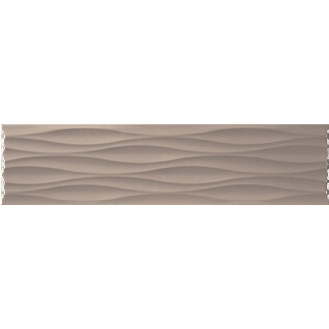 Tesoro Krea 4" x 16" Pressed Glossy Ceramic Ripple Deco Wall Tile