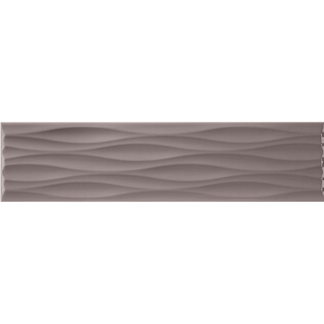 Tesoro Krea 4" x 16" Pressed Glossy Ceramic Ripple Deco Wall Tile