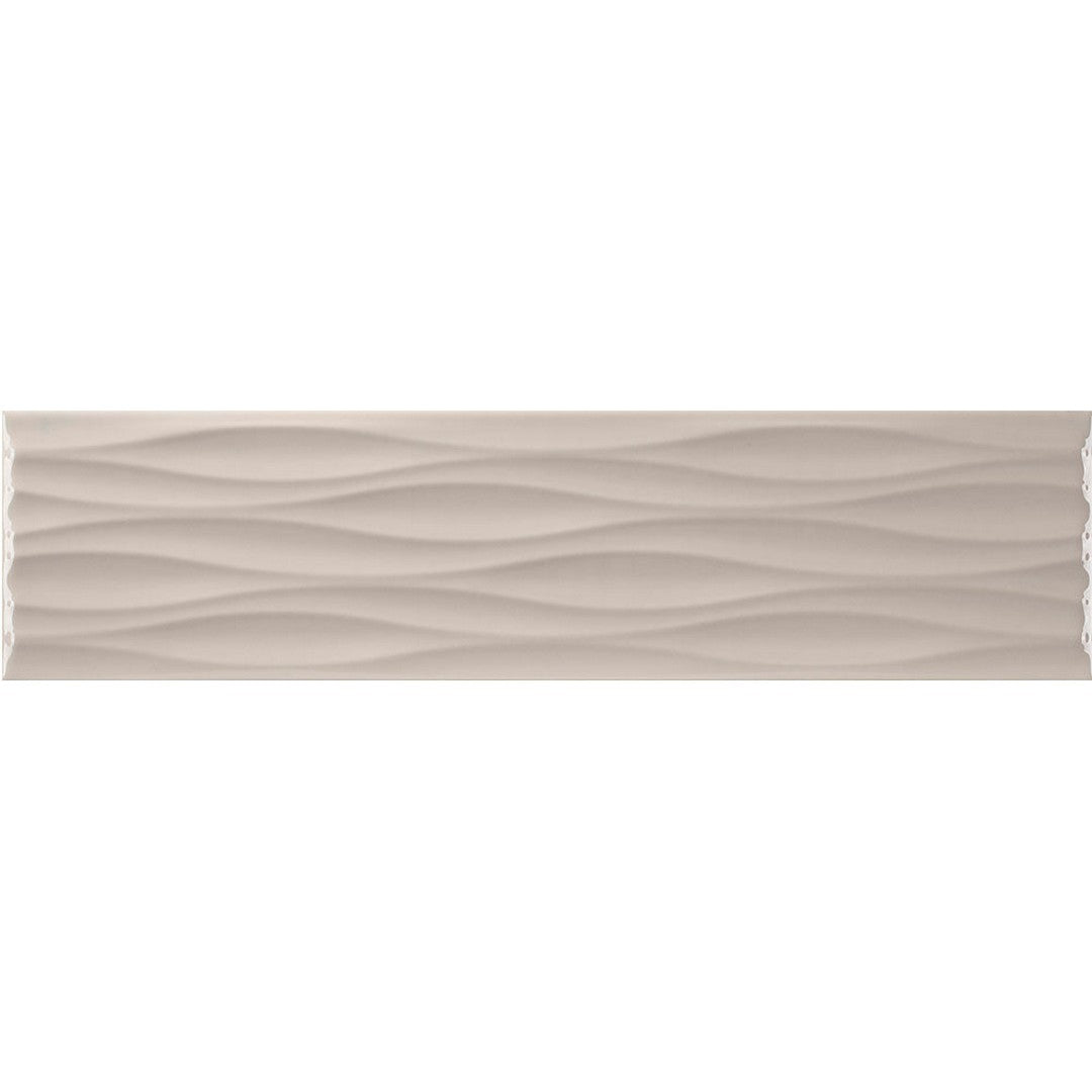Tesoro Krea 4" x 16" Pressed Glossy Ceramic Ripple Deco Wall Tile