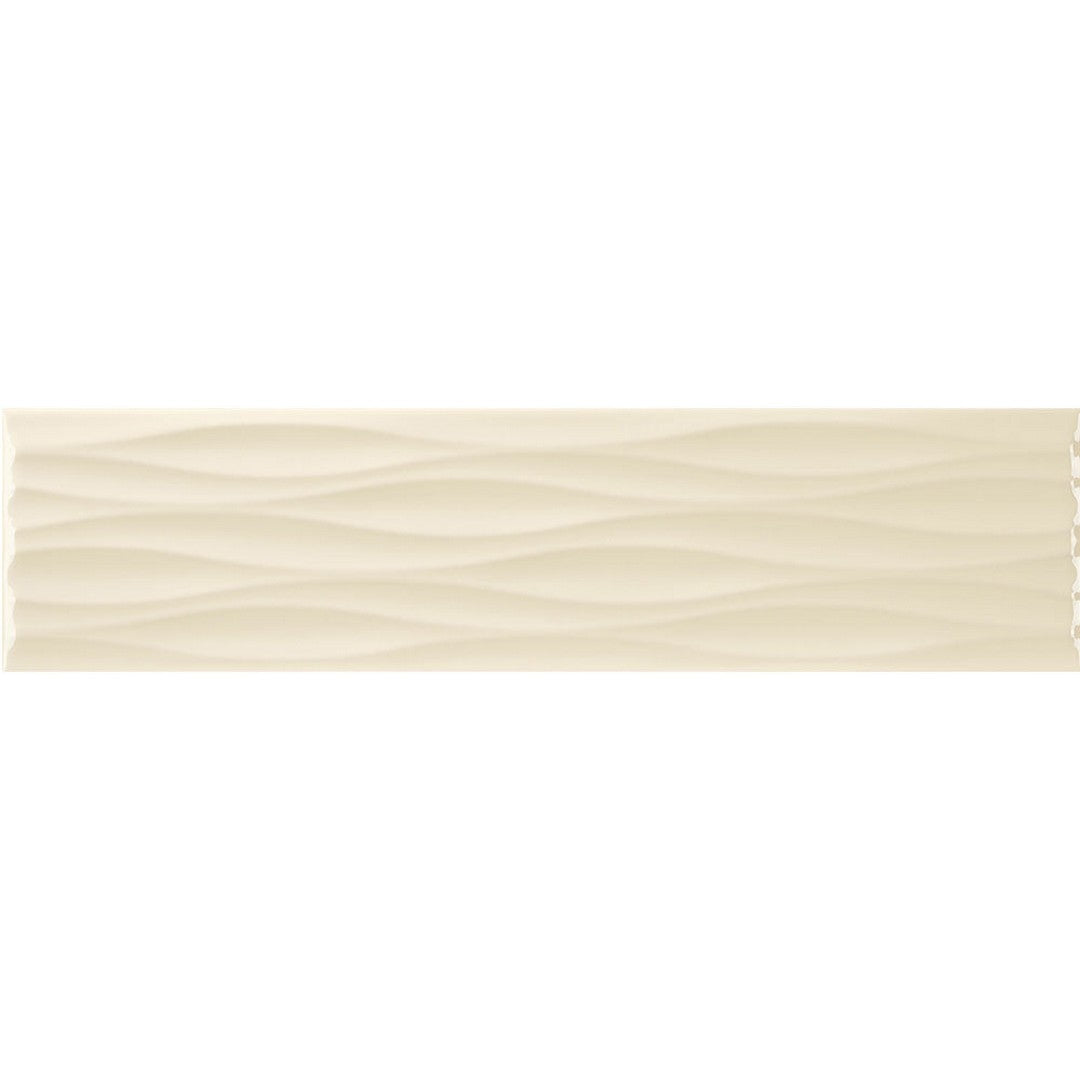 Tesoro Krea 4" x 16" Pressed Glossy Ceramic Ripple Deco Wall Tile