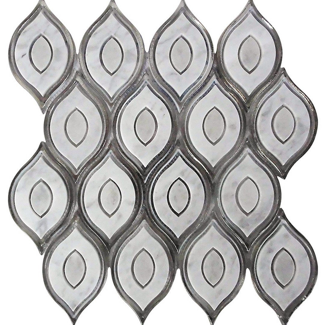 MiR Waterjet 11.8" x 12" Polished Glass & Natural Stone Mosaic