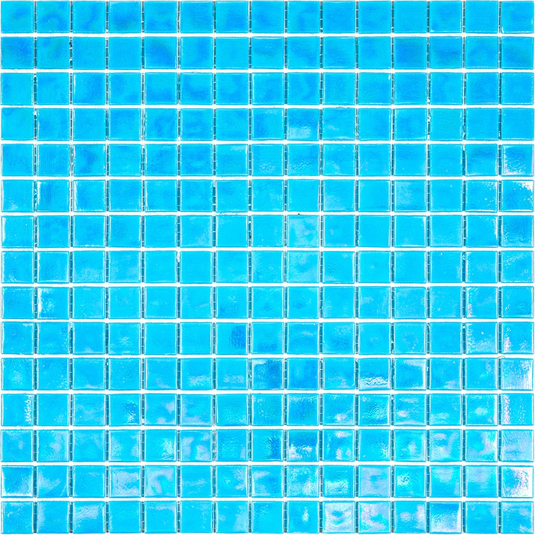 MiR Alma Solid Color Pearly Blue 12" x 12" Glass 0.8" Mosaic