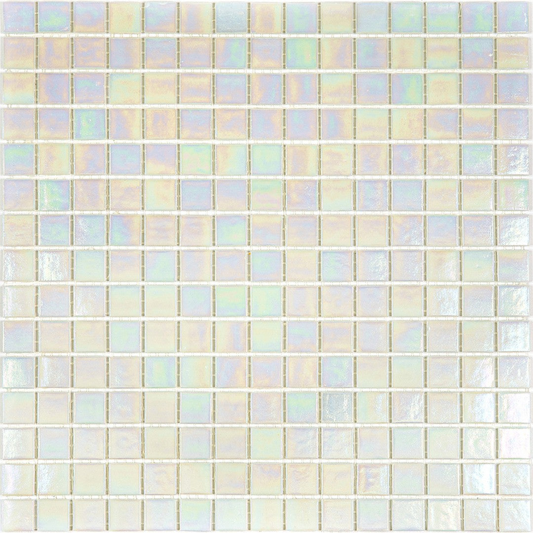 MiR Alma Solid Color Pearly White 12" x 12" Glass 0.8" Mosaic