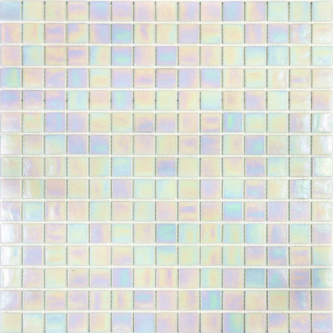 MiR Alma Solid Color Pearly White 12" x 12" Glass 0.8" Mosaic