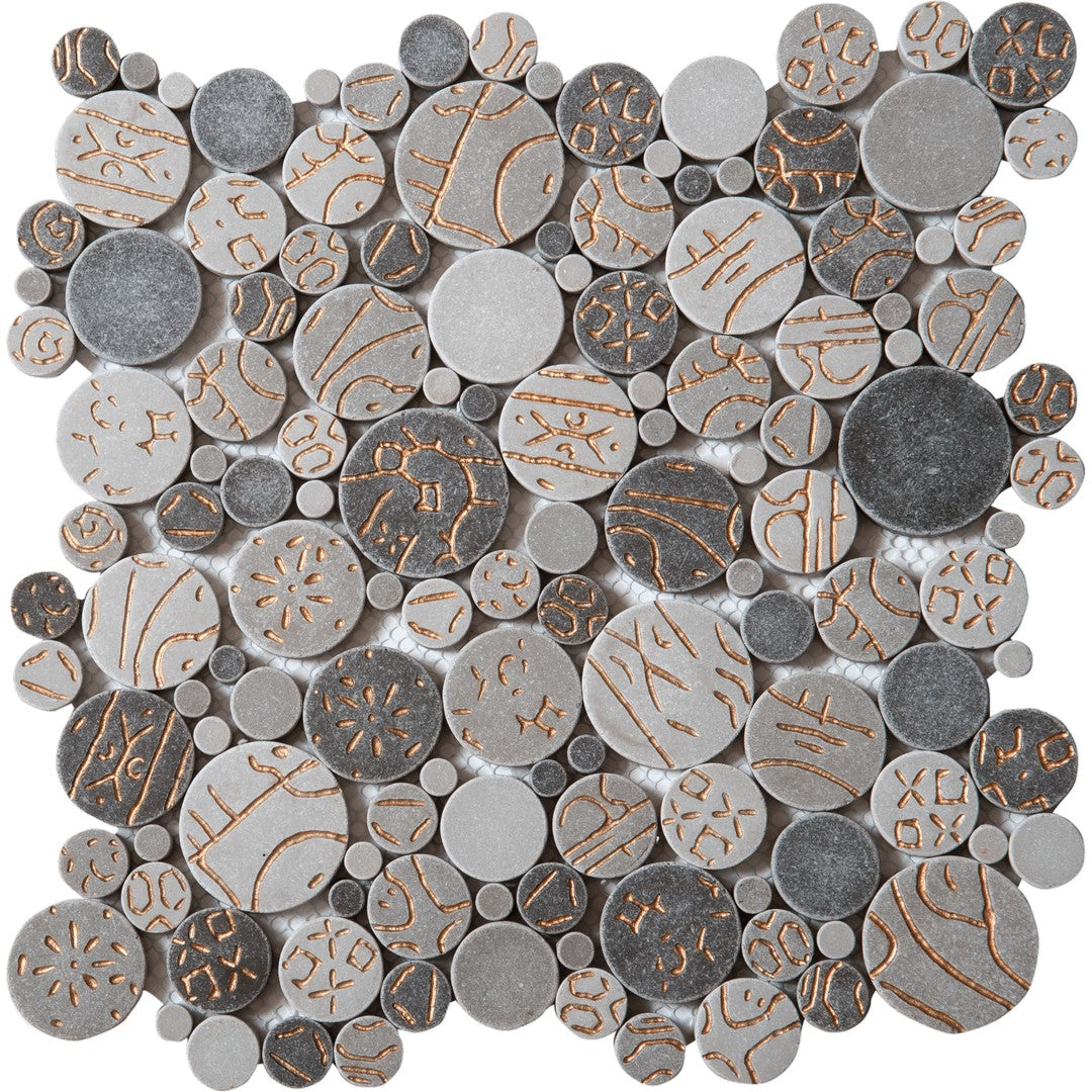 Bati Orient Exotic 12" x 12" Reconstituted Round Natural Stone Mosaic