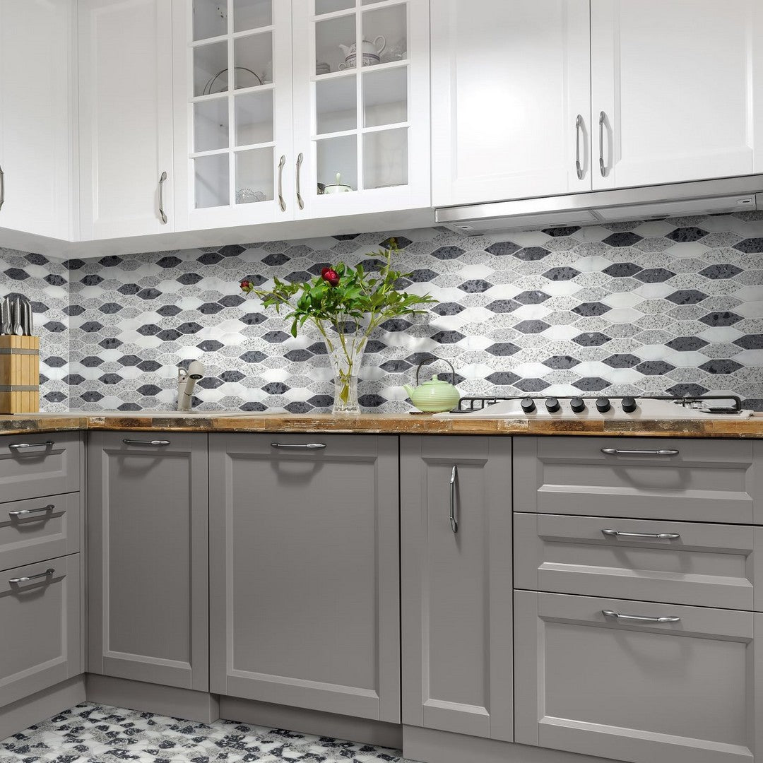 Bati-Orient-Terrazzo-13-x-13.8-Long-Hexagon-Marble-Mosaic-White-Grey-Black-Mix