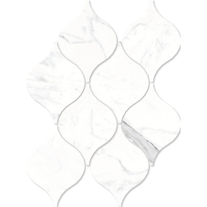 Signature Collection Marmoluna 7.84" x 10.24" Polished Waterjet Drop Porcelain Mosaic