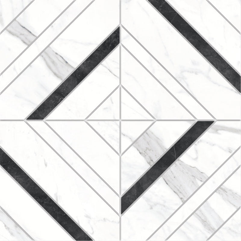 Signature Collection Marmoluna 12" x 12" Polished Waterjet Square Porcelain Mosaic