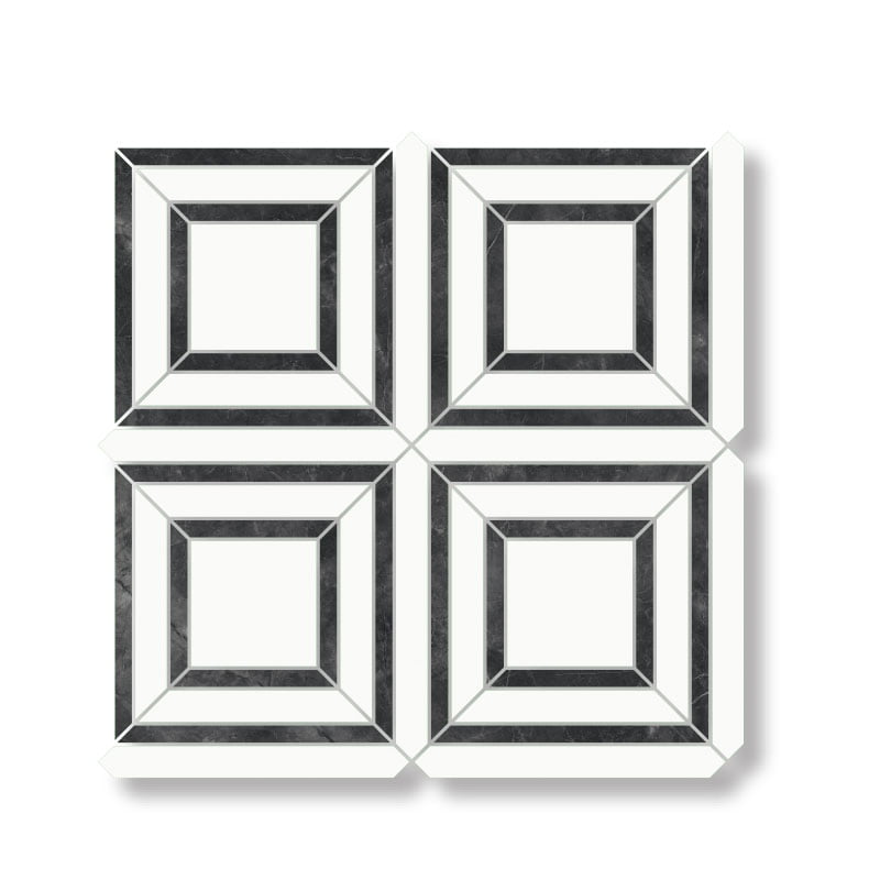 Signature Collection Marmoluna 12.48" x 12.48" Polished Waterjet Square Porcelain Mosaic