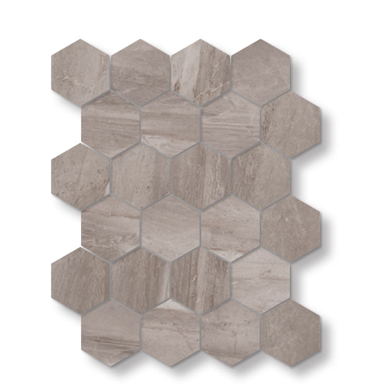 Signature Collection Marmoluna 11.22" x 14.76" Polished 3" Hexagon Porcelain Mosaic