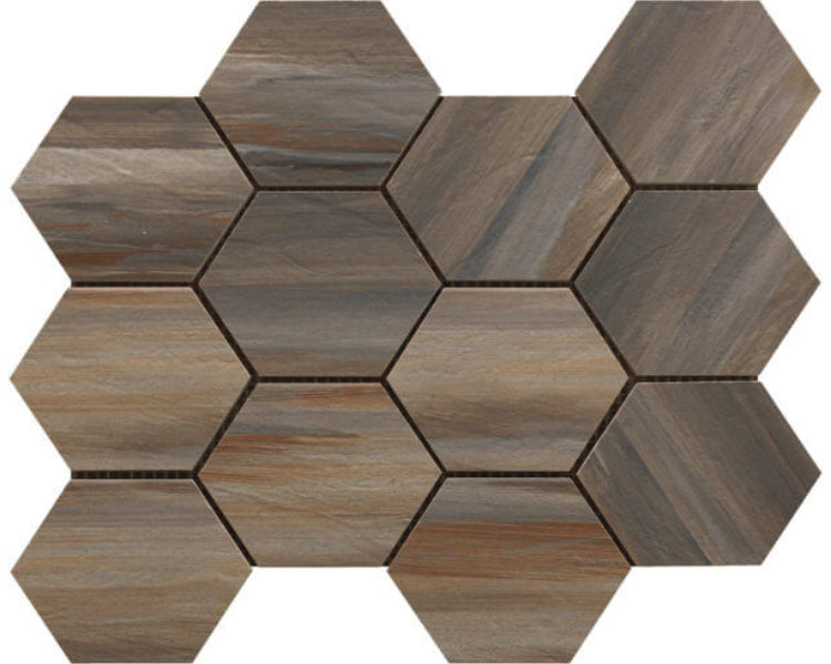 Happy Floors Paint Stone 12" x 13" Interlocking Natural Porcelain Hexagon Mosaic (Sale)