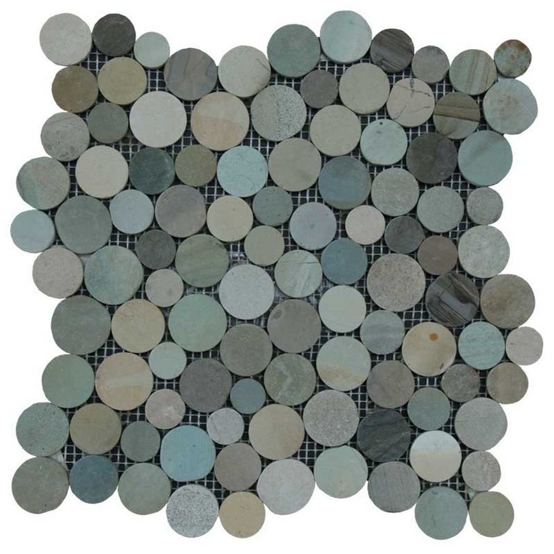 Maniscalco Stone Botany Bay Pebbles 12" x 12" Natural Coin River Rock Mosaic