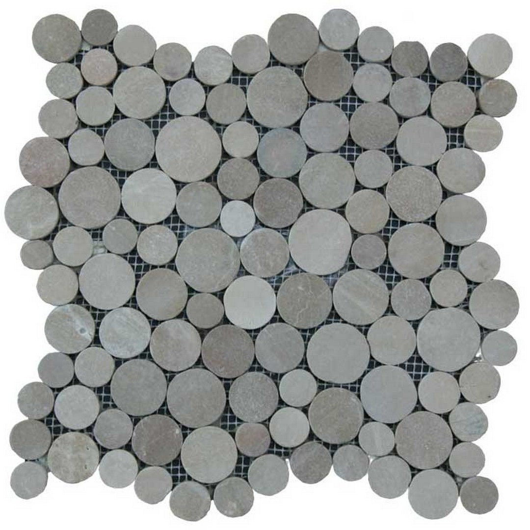 Maniscalco Stone Botany Bay Pebbles 12" x 12" Natural Coin River Rock Mosaic