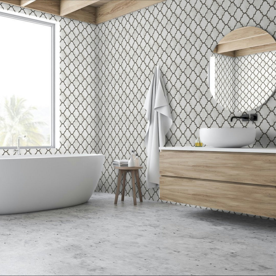 Qualis-Ceramica-Ardor-12-x-12-Rectified-Polished-Porcelain-Arabesque-Mosaic-Adoration