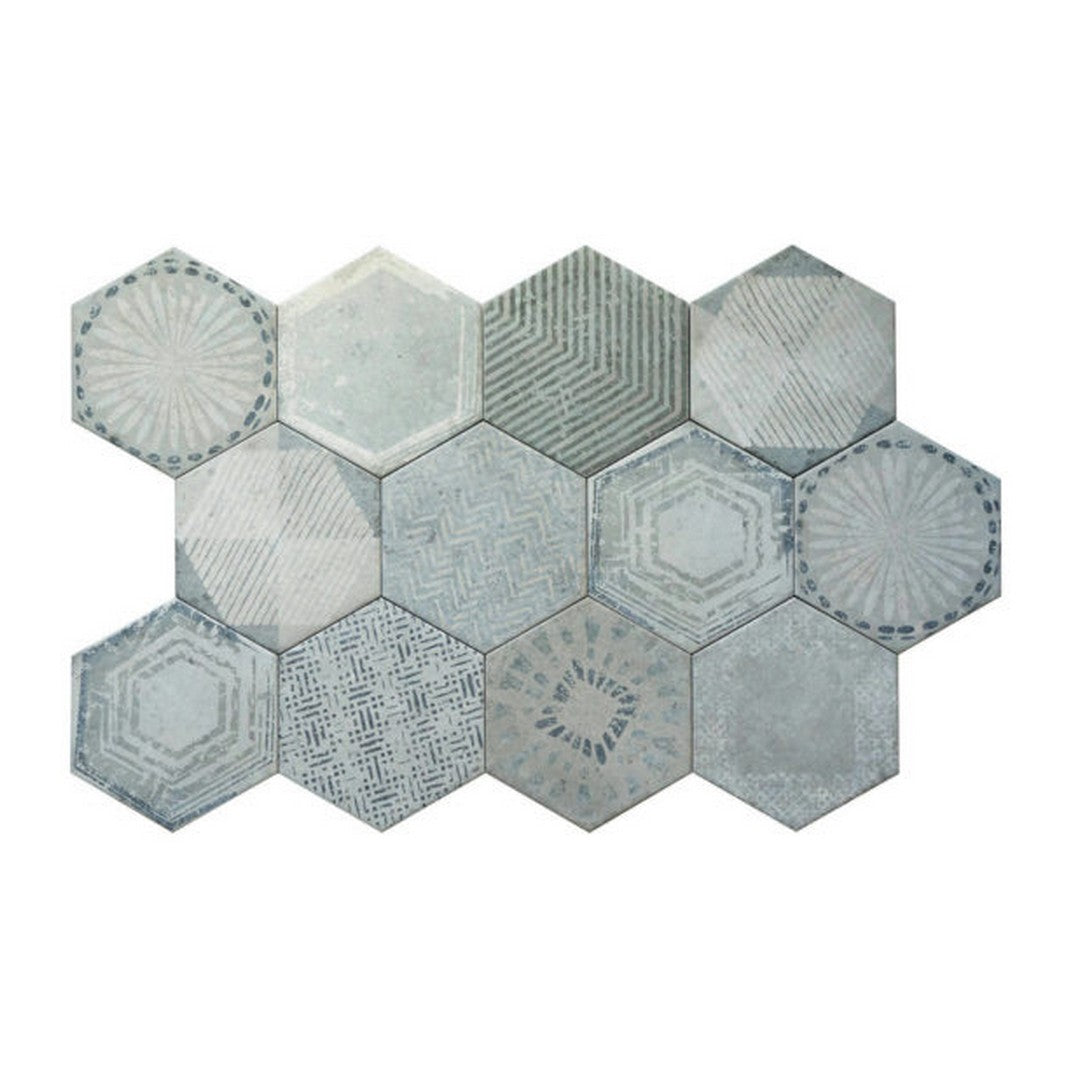 Qualis-Ceramica-Alma-5.5-x-6.3-Matte-Porcelain-Hexagon-Decor-Tile-Grey-Decor