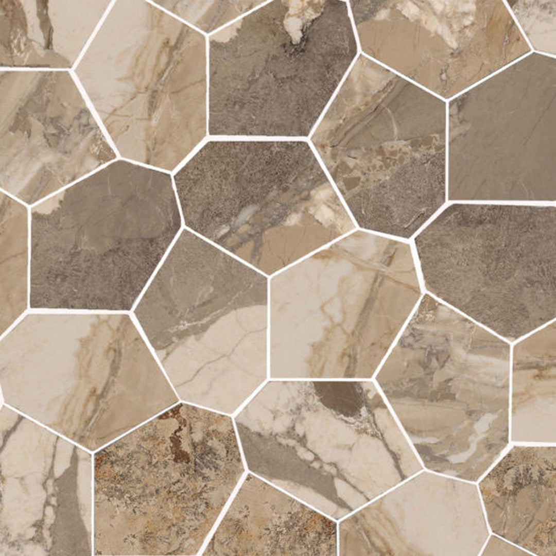 Qualis-Ceramica-Dynasty-11-x-12-Rectified-Porcelain-Eggs-Mosaic-Taupe-Pol/Mat