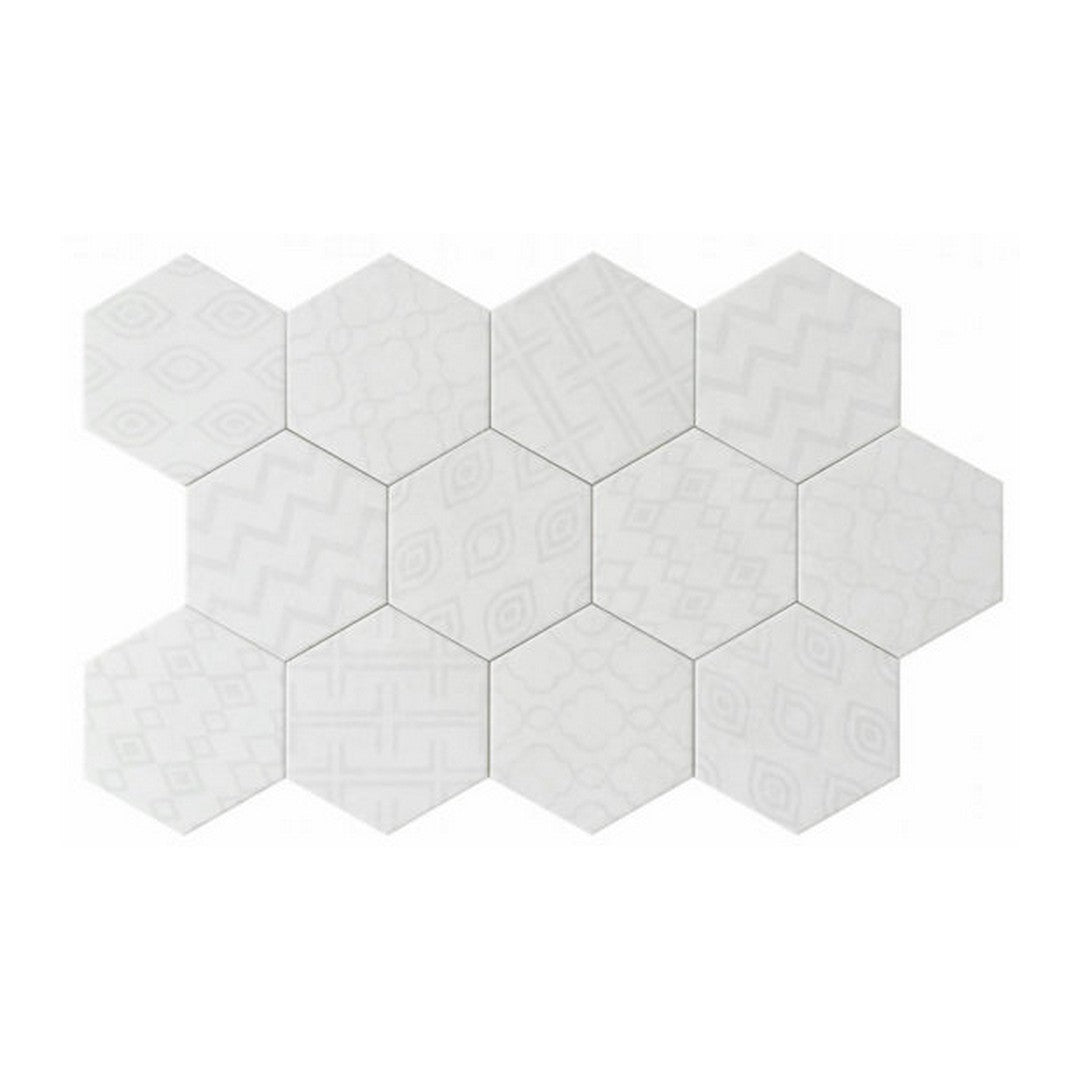 Qualis-Ceramica-Form-5.5-x-6.3-Matte-Porcelain-Hexagon-Decor-Tile-White-Decor-He