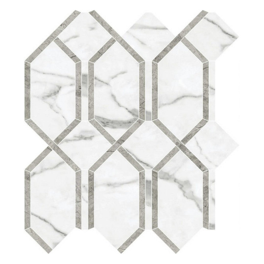 Qualis Ceramica Luxury 12" x 13" Rectified Polished Porcelain Modella Mosaic