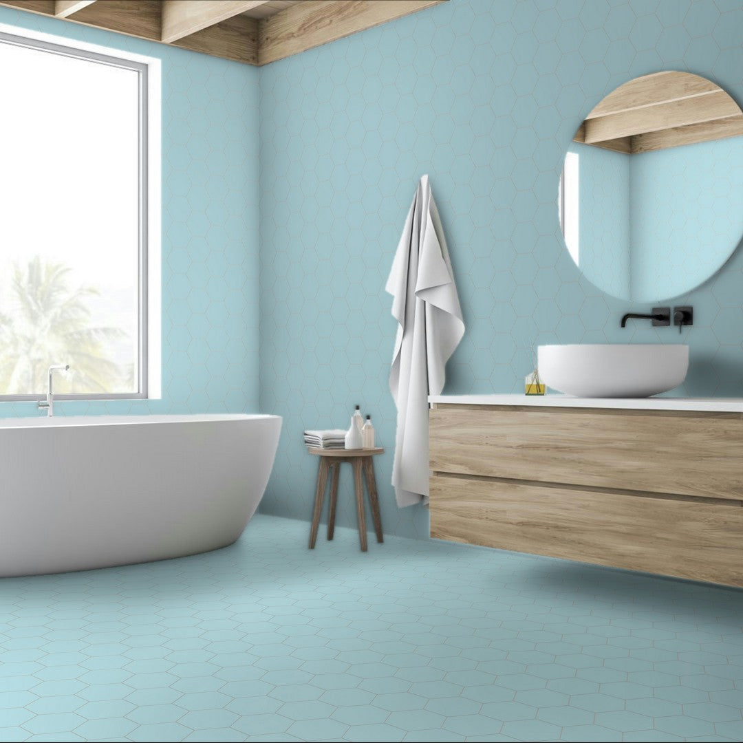 Qualis-Ceramica-Ronda-5.5-x-6.3-Glossy-Porcelain-Hexagon-Tile-Aqua