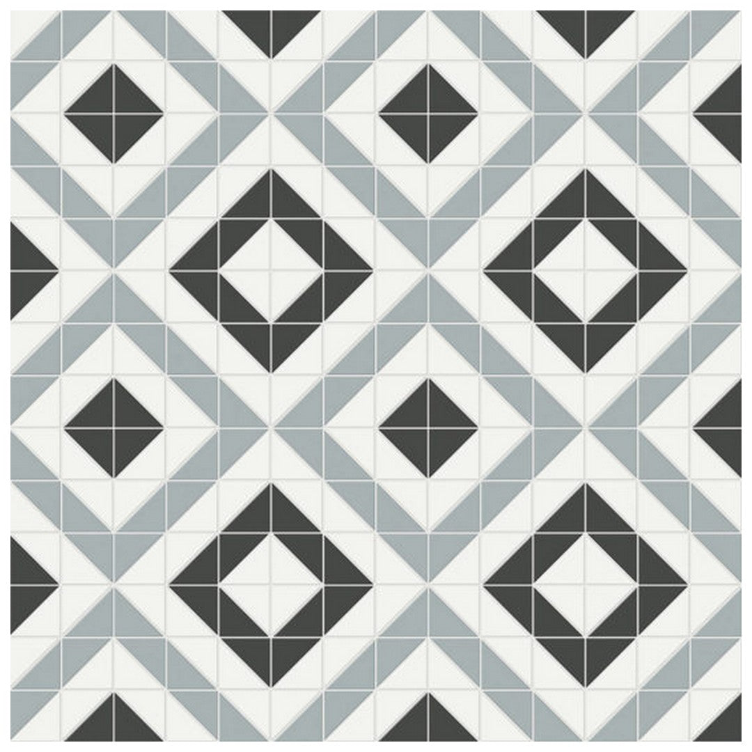 Qualis Ceramica Traditions 10" x 10" Matte Porcelain Cubic Pattern Mosaic