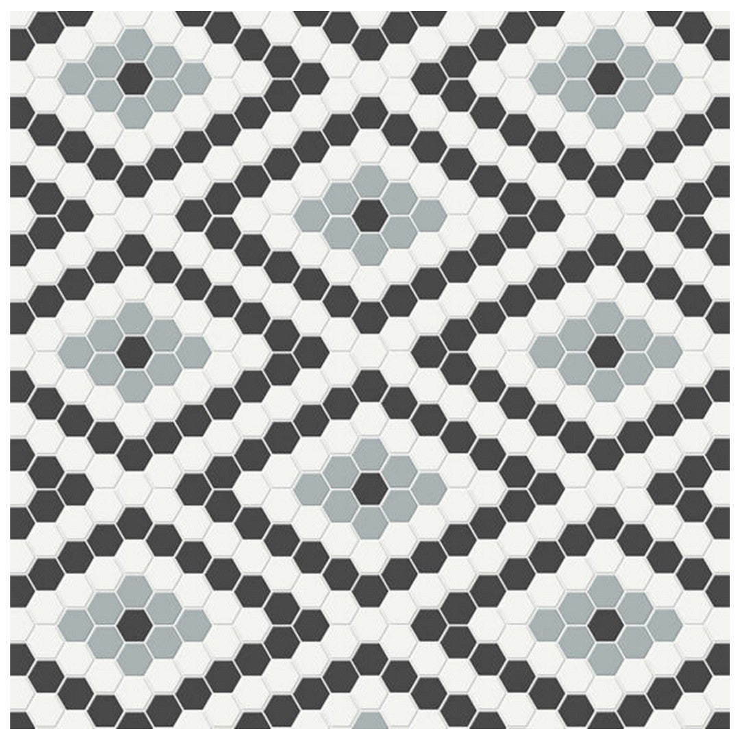 Qualis Ceramica Traditions 7.68" x 13.30" Matte Porcelain Diamond Pattern Mosaic