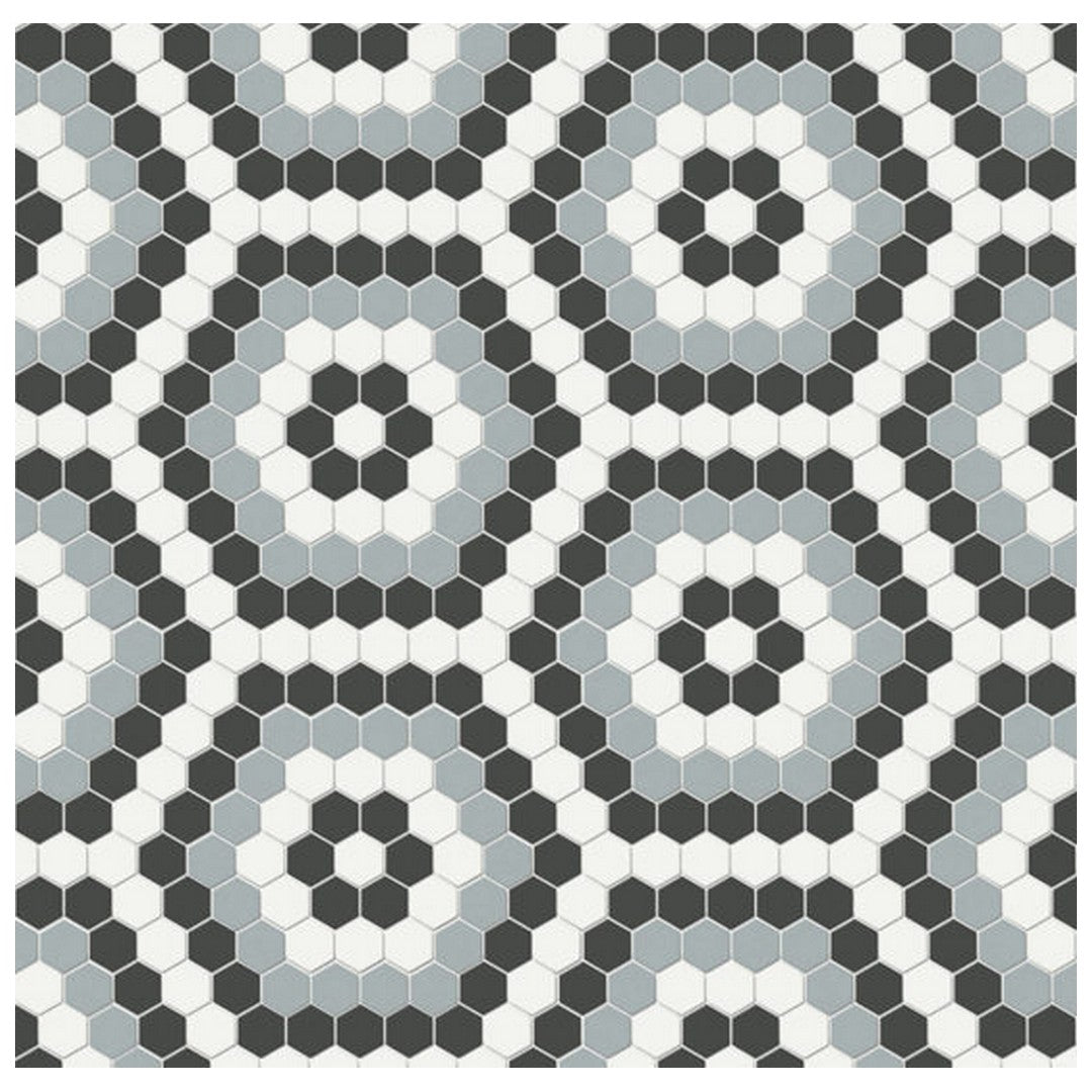 Qualis Ceramica Traditions 8.3" x 14.45" Matte Porcelain Hexagon Pattern Mosaic